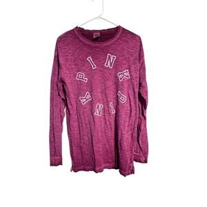 Victoria's Secret PINK Long Sleeve Distressed Hem Pink Shirt Women's Size XS